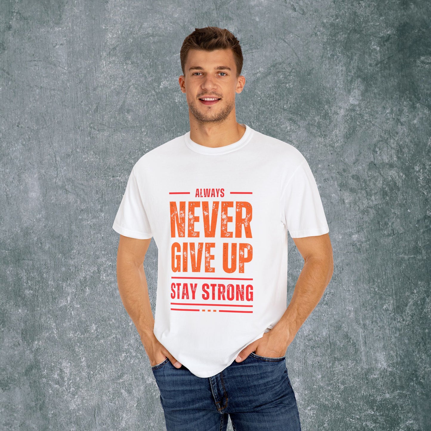 Garment-Dyed T-shirt with Bold Lines Design