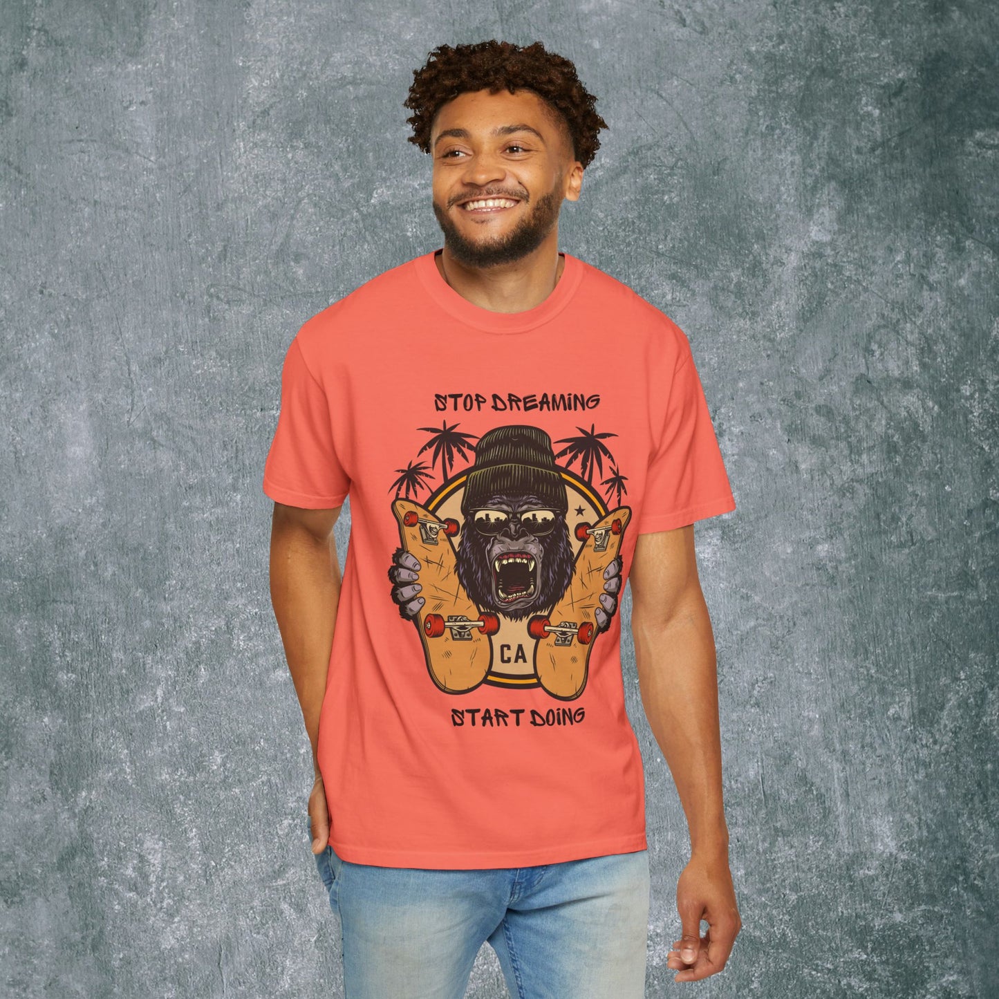 Unisex Garment-Dyed T-Shirt with Motivational Gorilla Design
