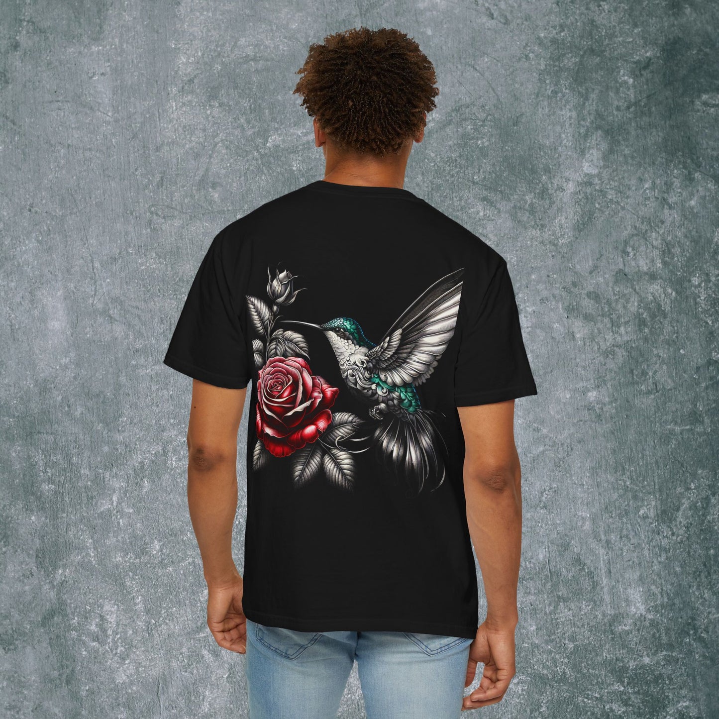 Vintage Floral Hummingbird T-Shirt - With Back Print