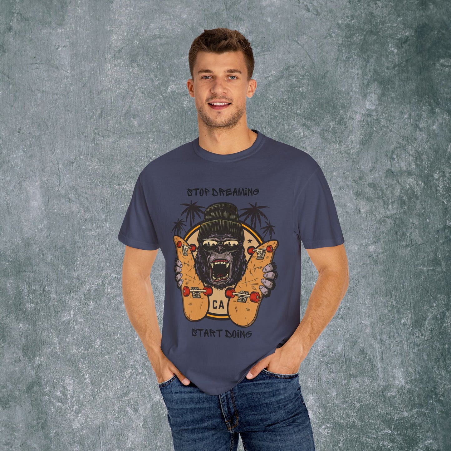 Unisex Garment-Dyed T-Shirt with Motivational Gorilla Design