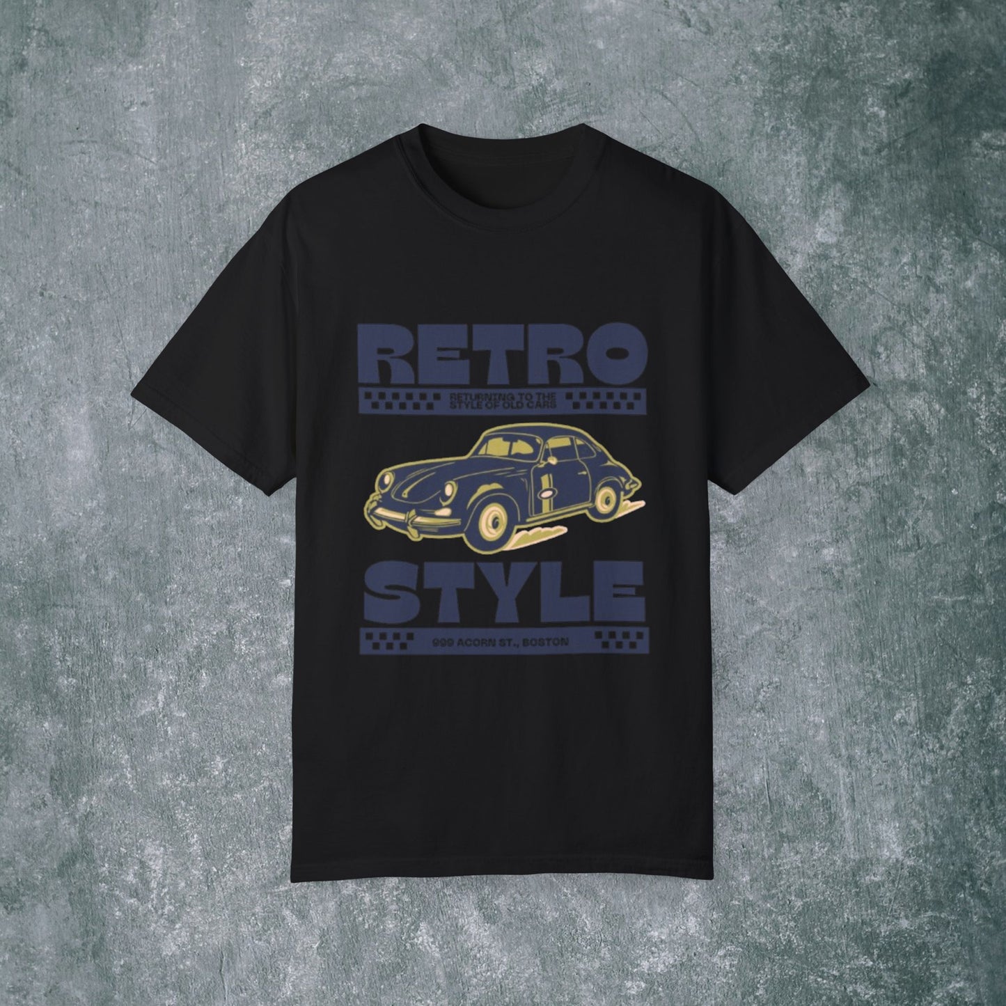 Retro Style Unisex Garment-Dyed T-Shirt - Vintage Car Design