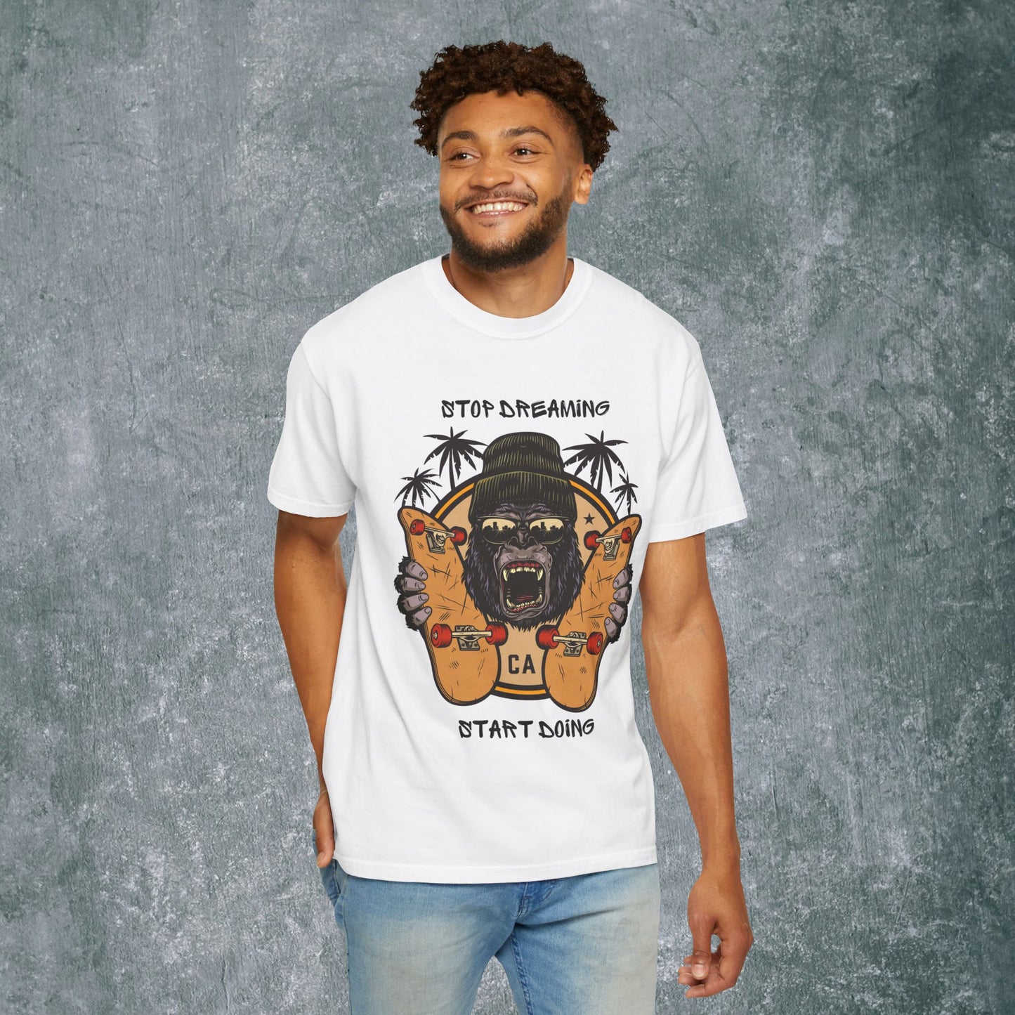 Unisex Garment-Dyed T-Shirt with Motivational Gorilla Design