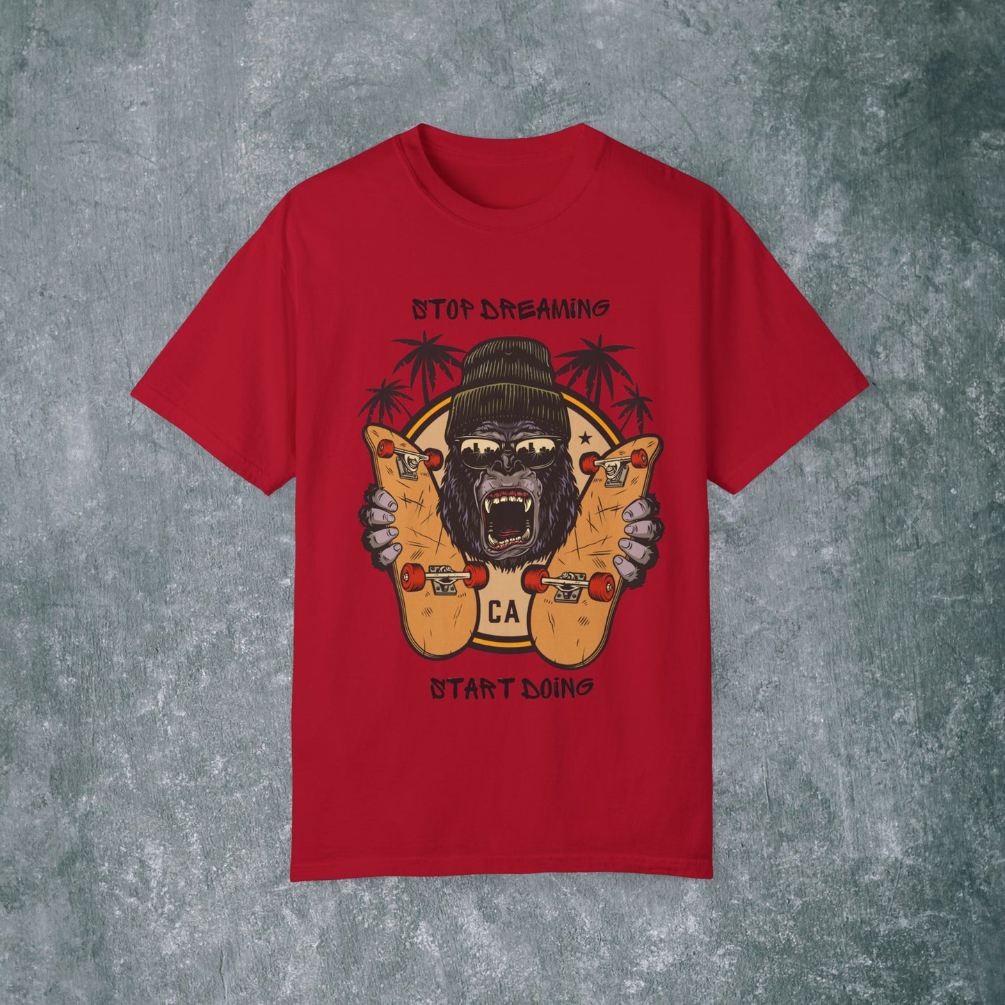 Unisex Garment-Dyed T-Shirt with Motivational Gorilla Design