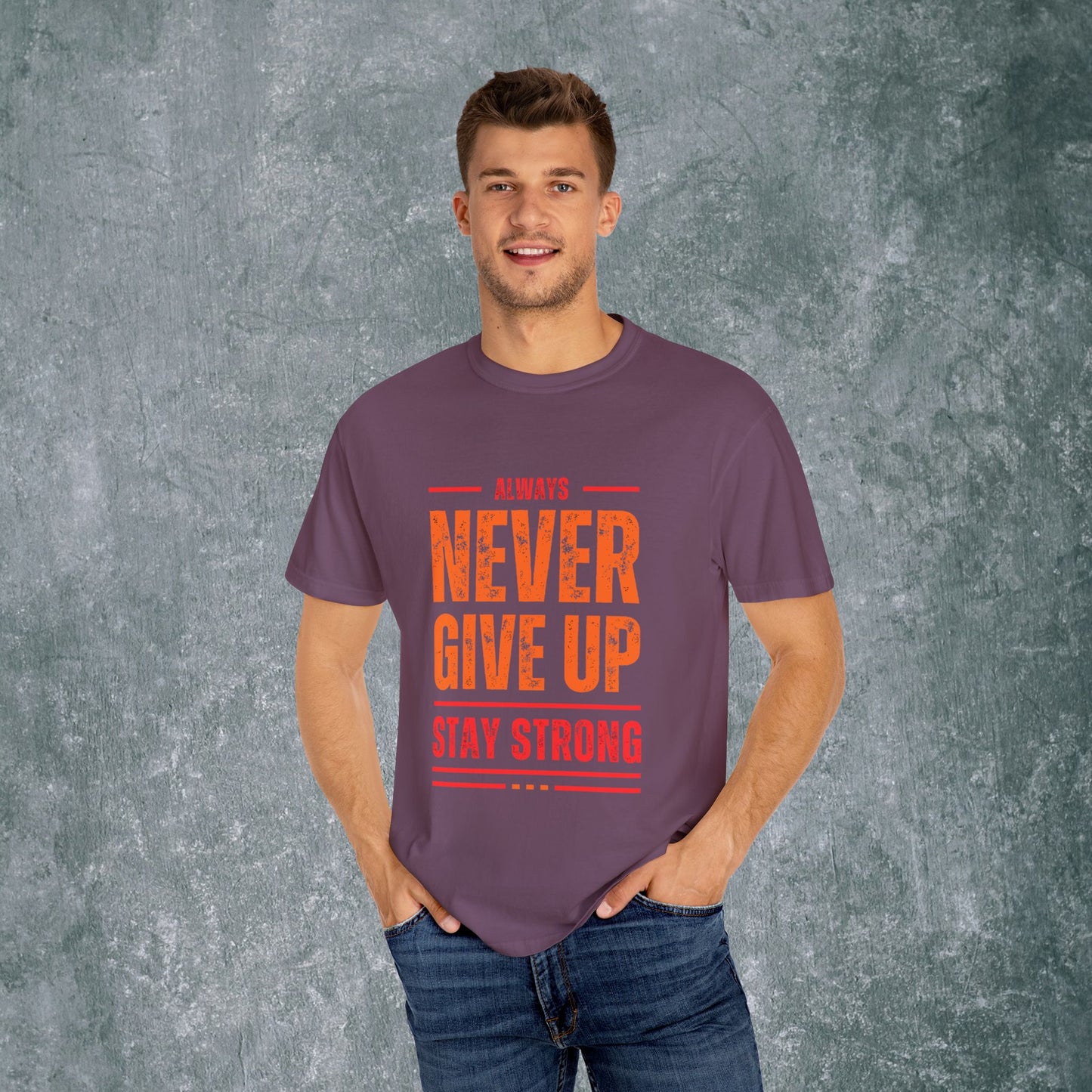 Garment-Dyed T-shirt with Bold Lines Design