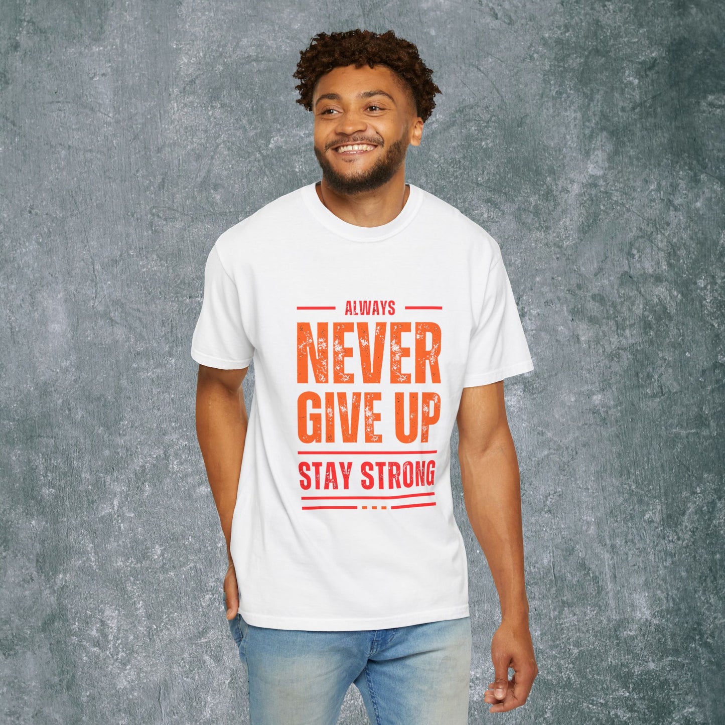 Garment-Dyed T-shirt with Bold Lines Design
