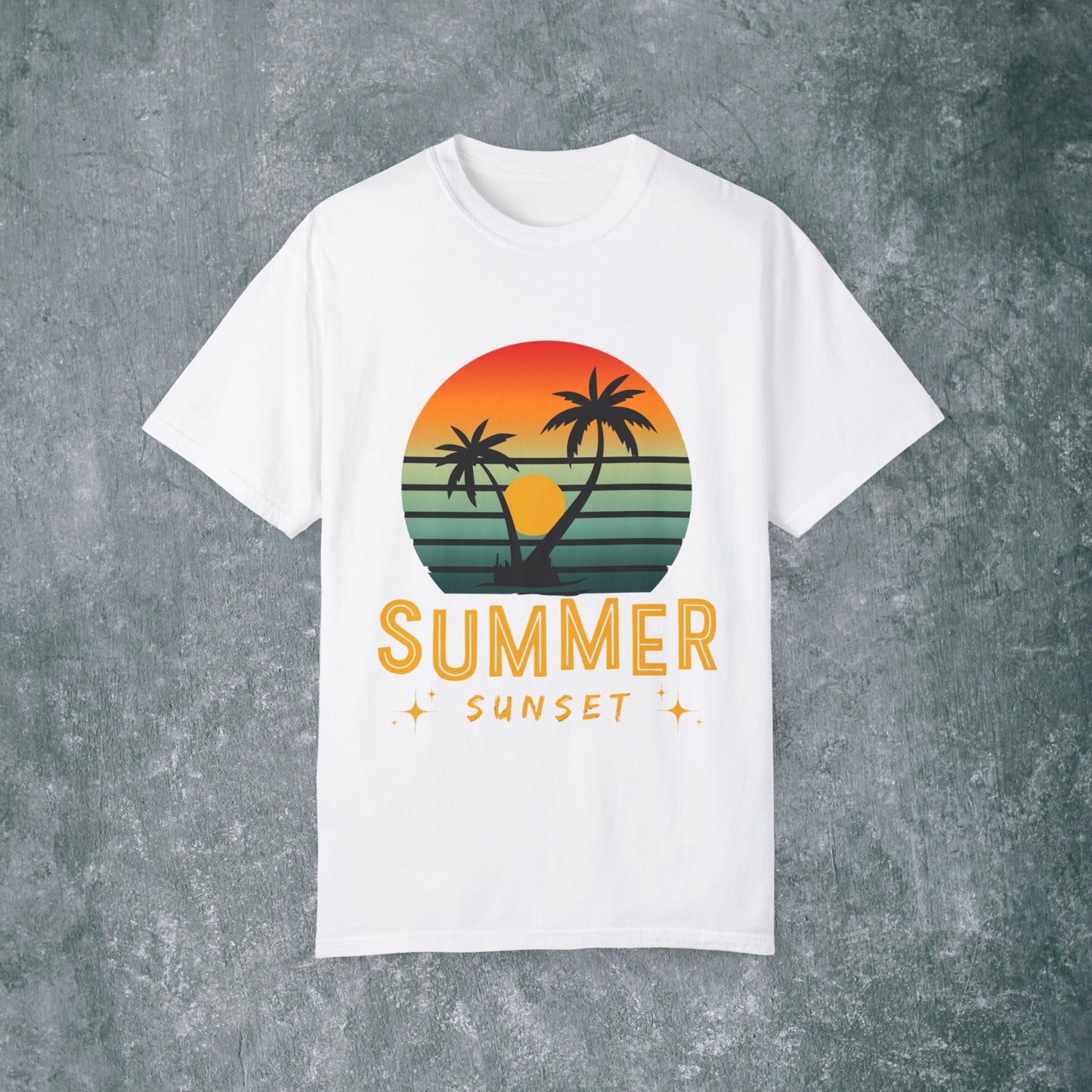 Summer Sunset Graphic Unisex T-Shirt | Vibrant Vacation Vibe
