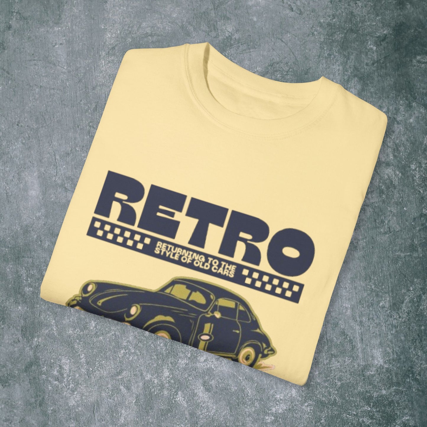 Retro Style Unisex Garment-Dyed T-Shirt - Vintage Car Design