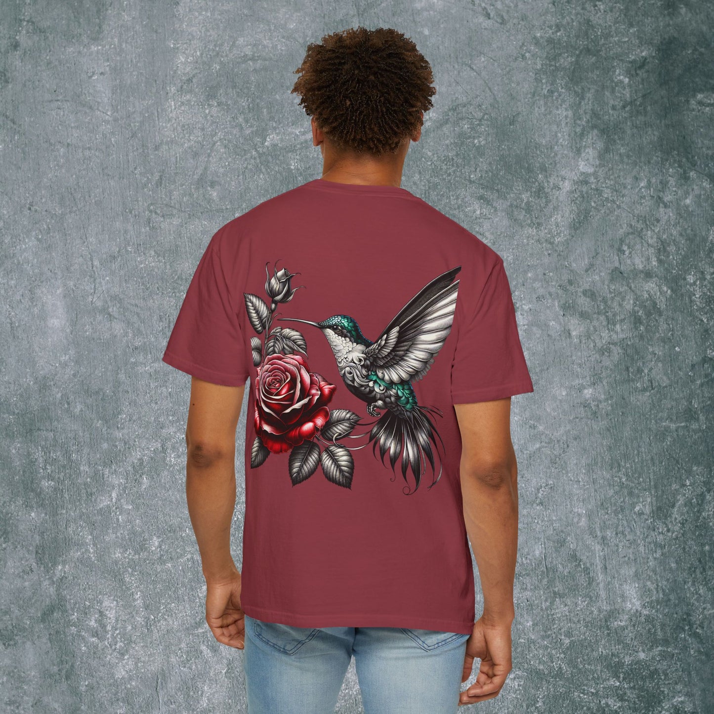 Vintage Floral Hummingbird T-Shirt - With Back Print