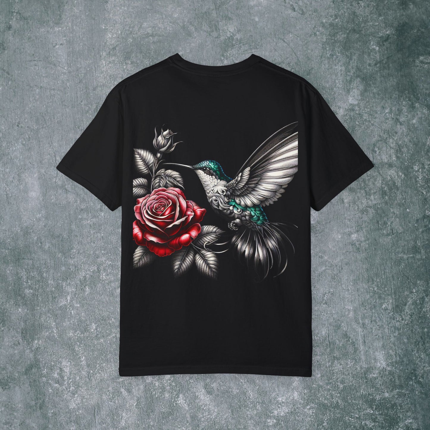 Vintage Floral Hummingbird T-Shirt - With Back Print
