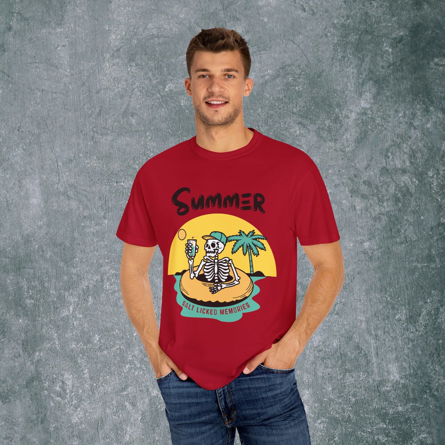 Vintage Summer Skeleton T-shirt - Salt Licked Memories - Unisex Garment-Dyed Tee