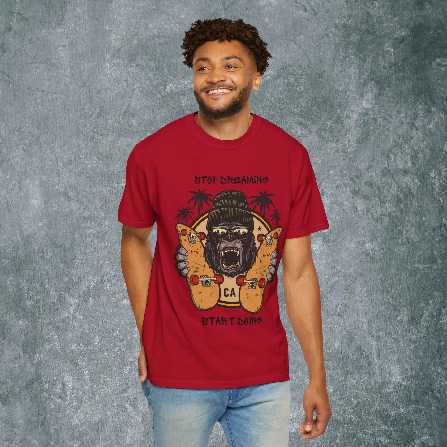 Unisex Garment-Dyed T-Shirt with Motivational Gorilla Design