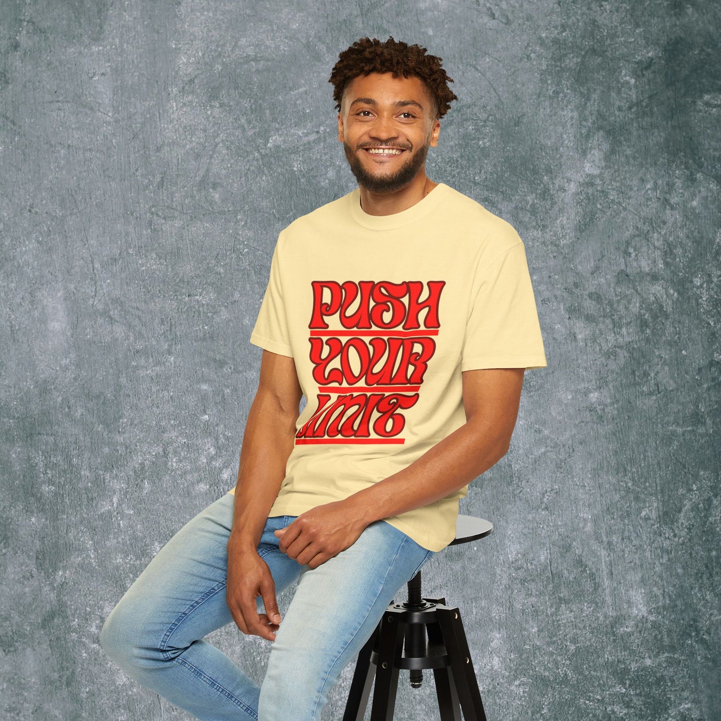Motivational Unisex Garment-Dyed T-Shirt - 'Push Your Limit'