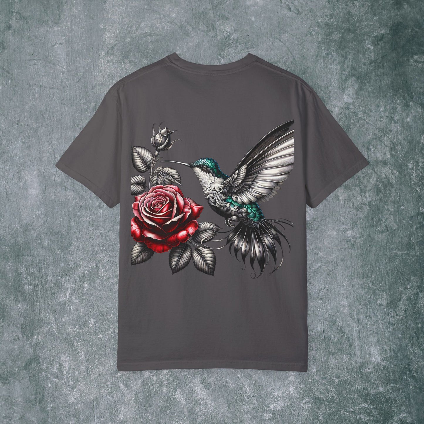Vintage Floral Hummingbird T-Shirt - With Back Print