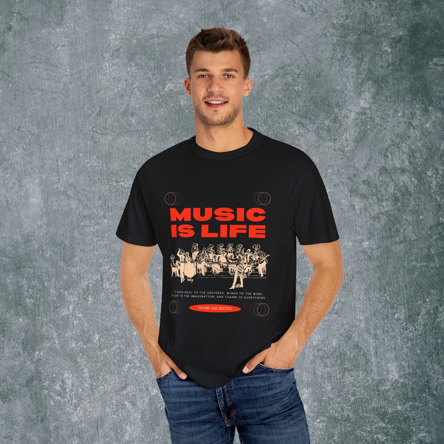 Music Is Life Unisex Garment-Dyed T-Shirt - Perfect for Music Lovers