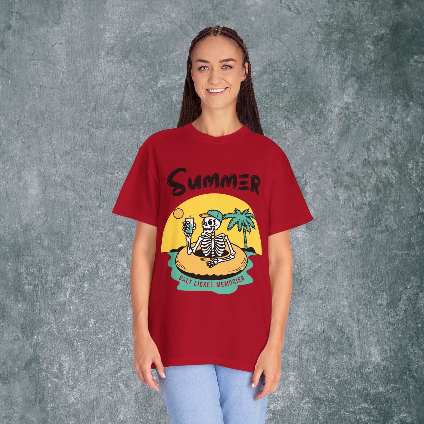 Vintage Summer Skeleton T-shirt - Salt Licked Memories - Unisex Garment-Dyed Tee