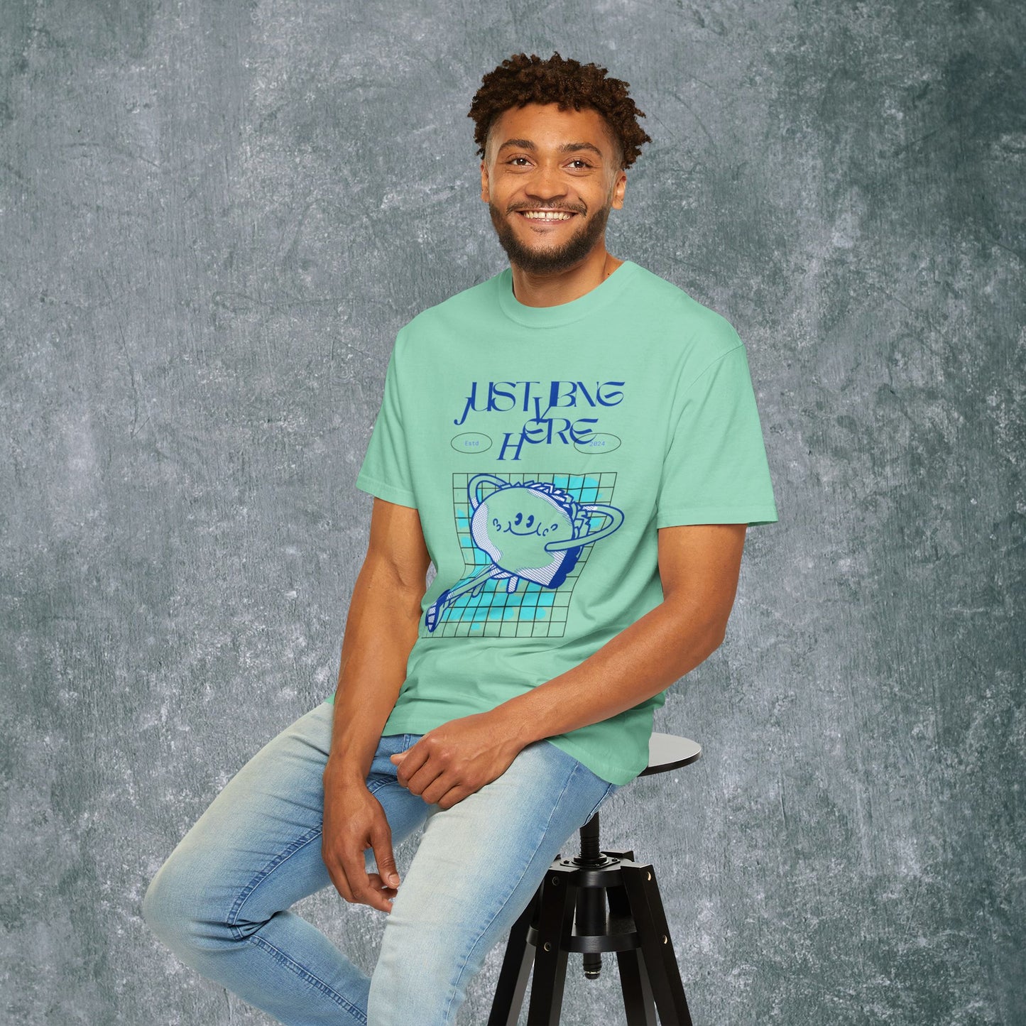 Playful Graphic Tee - 'Just Being Here' Unisex T-Shirt