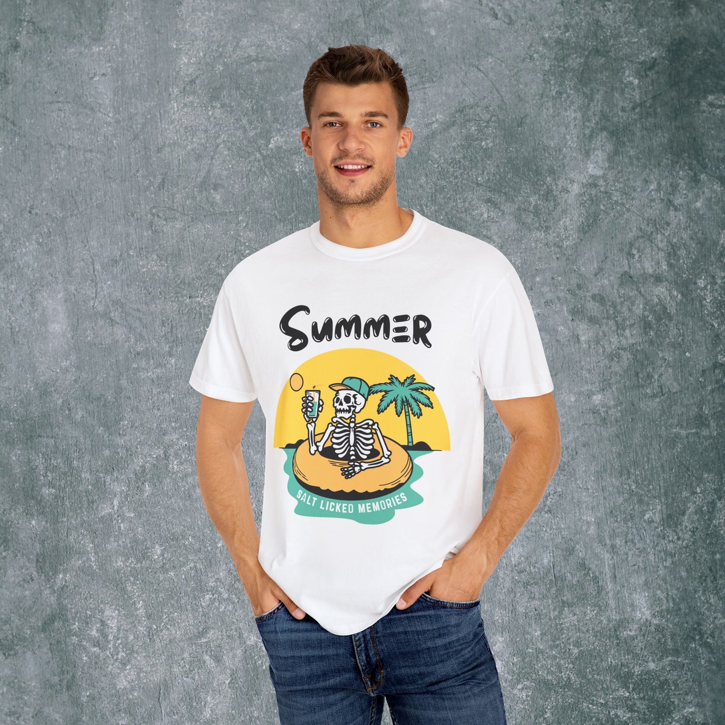 Vintage Summer Skeleton T-shirt - Salt Licked Memories - Unisex Garment-Dyed Tee