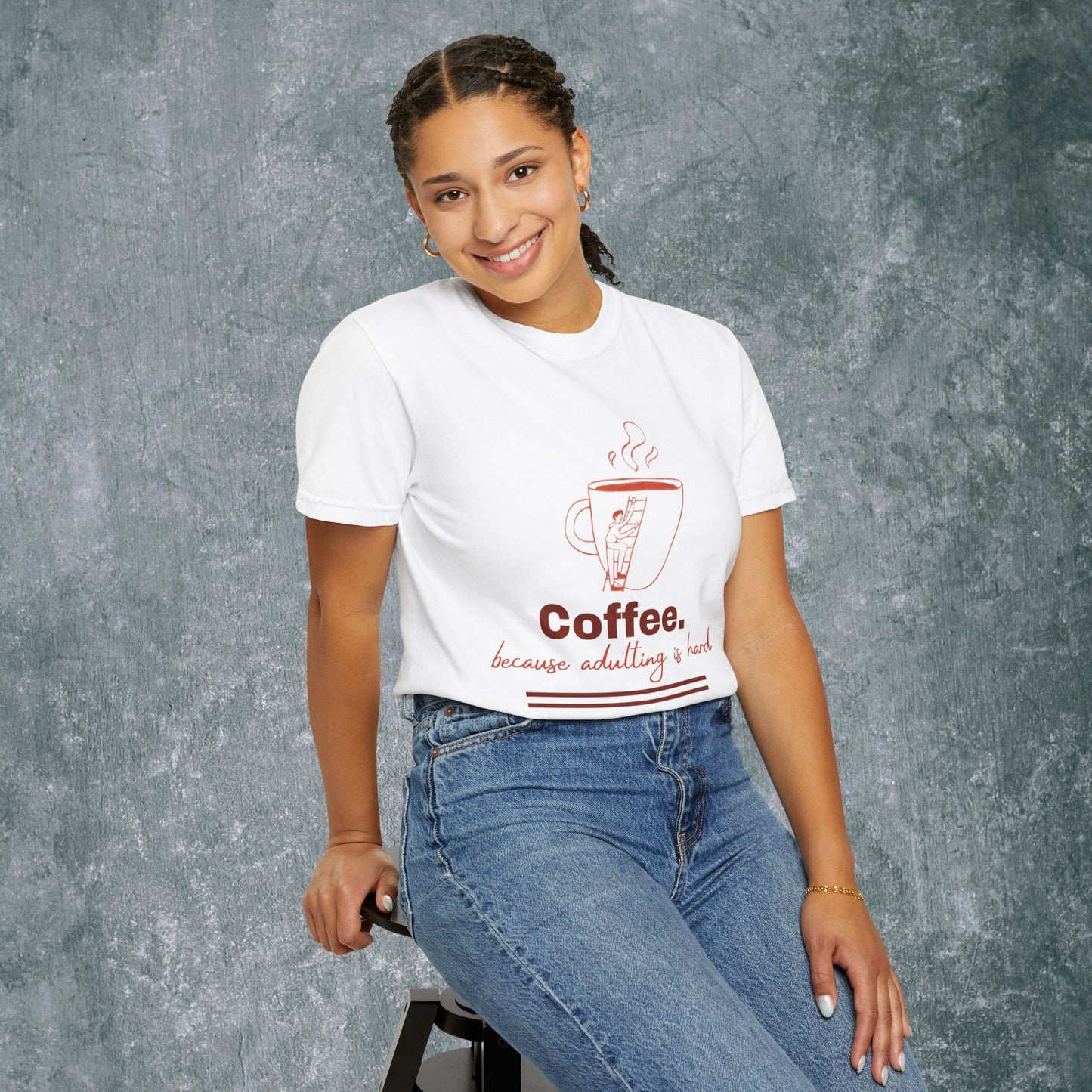 Coffee-Themed T-Shirt & quote || Coffee - Because Adulting is Hard