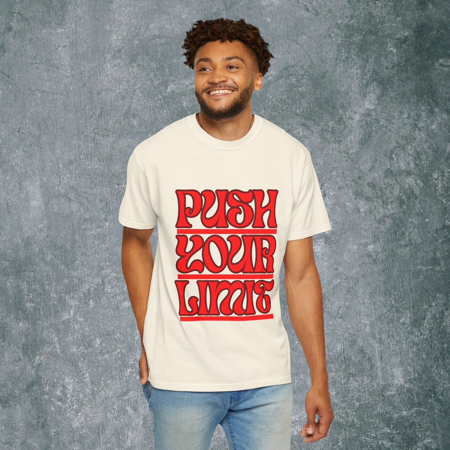 Motivational Unisex Garment-Dyed T-Shirt - 'Push Your Limit'