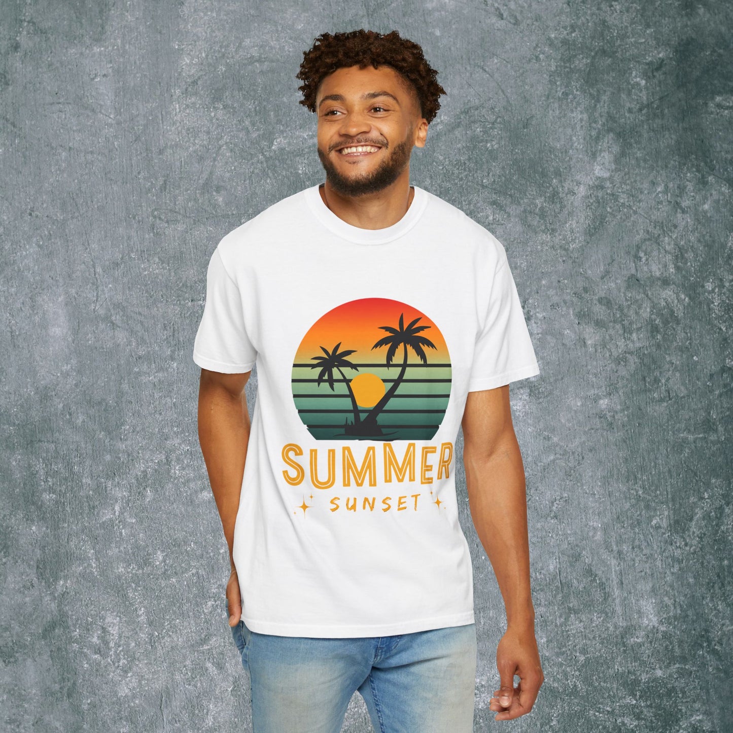 Summer Sunset Graphic Unisex T-Shirt | Vibrant Vacation Vibe
