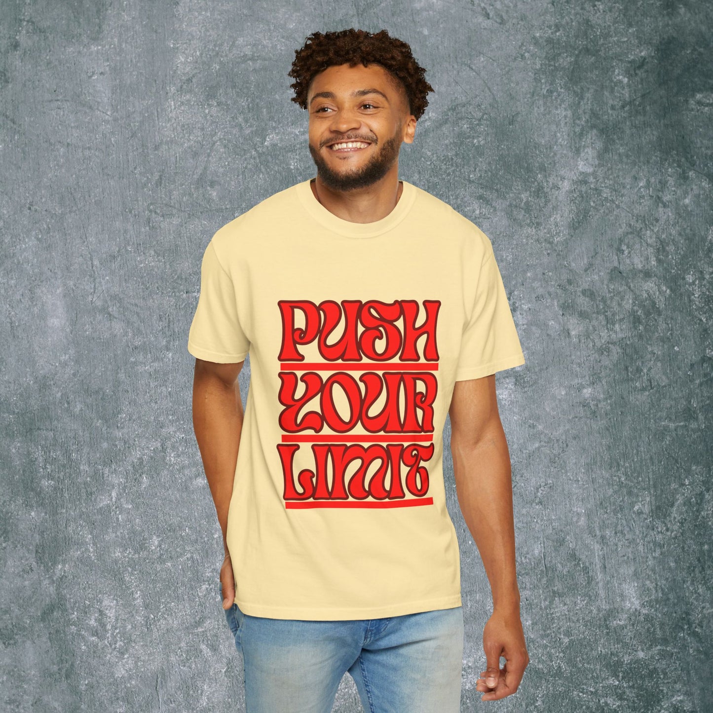 Motivational Unisex Garment-Dyed T-Shirt - 'Push Your Limit'