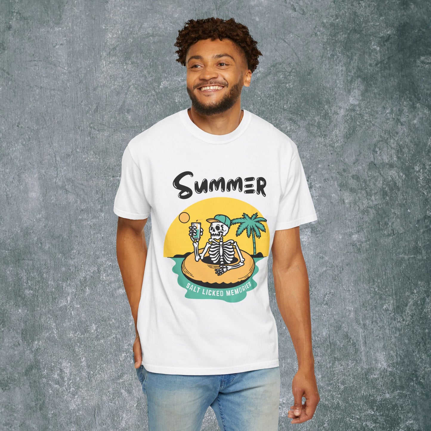 Vintage Summer Skeleton T-shirt - Salt Licked Memories - Unisex Garment-Dyed Tee