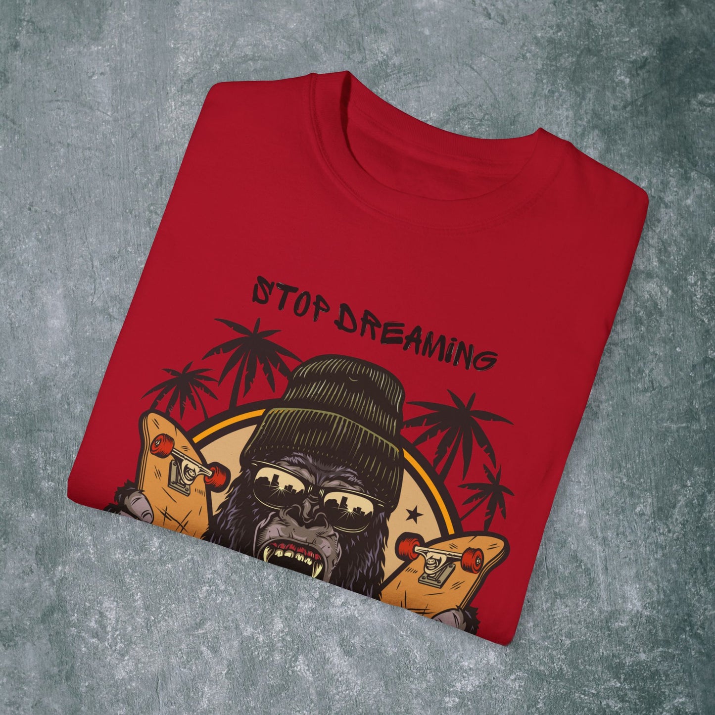 Unisex Garment-Dyed T-Shirt with Motivational Gorilla Design
