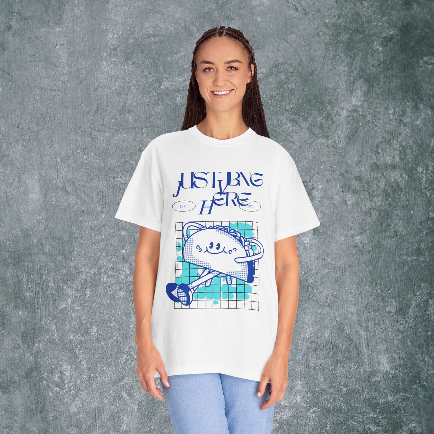 Playful Graphic Tee - 'Just Being Here' Unisex T-Shirt