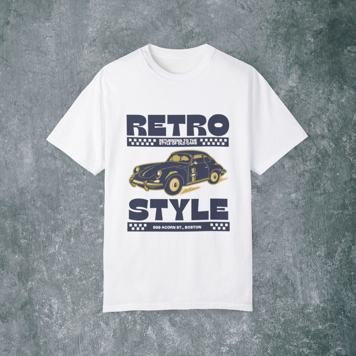 Retro Style Unisex Garment-Dyed T-Shirt - Vintage Car Design