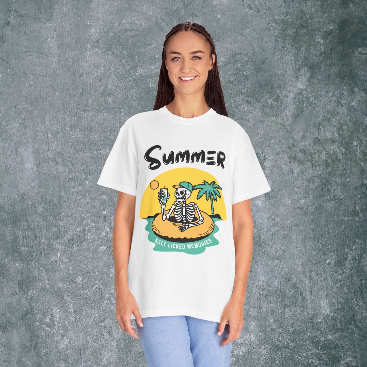 Vintage Summer Skeleton T-shirt - Salt Licked Memories - Unisex Garment-Dyed Tee