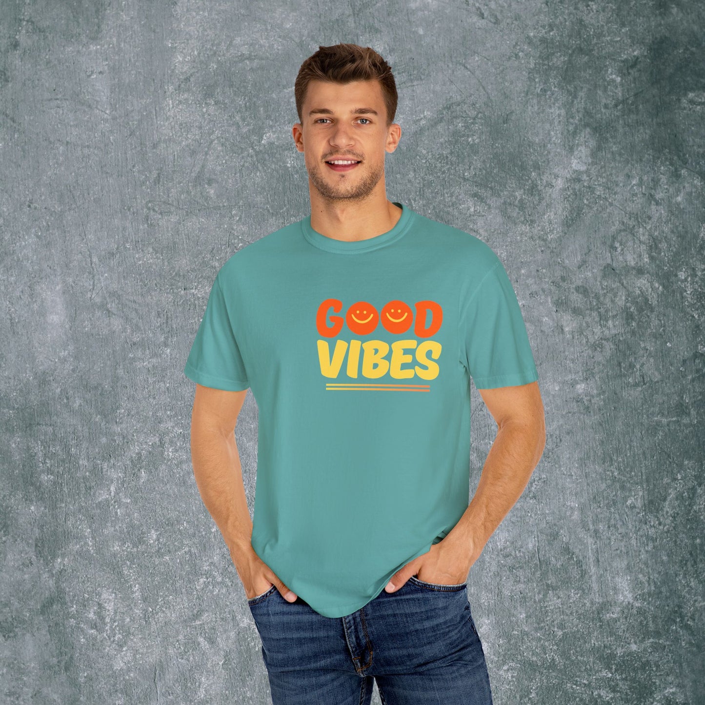 Good Vibes Unisex Garment-Dyed T-Shirt - Casual Summer Style