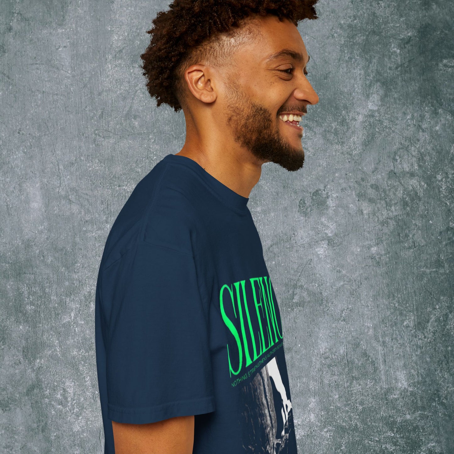 Garment-Dyed T-Shirt with 'Silence' Graphic - Casual Streetwear for Relaxed Vibes