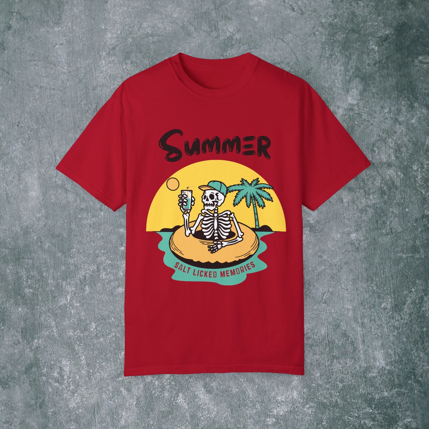 Vintage Summer Skeleton T-shirt - Salt Licked Memories - Unisex Garment-Dyed Tee