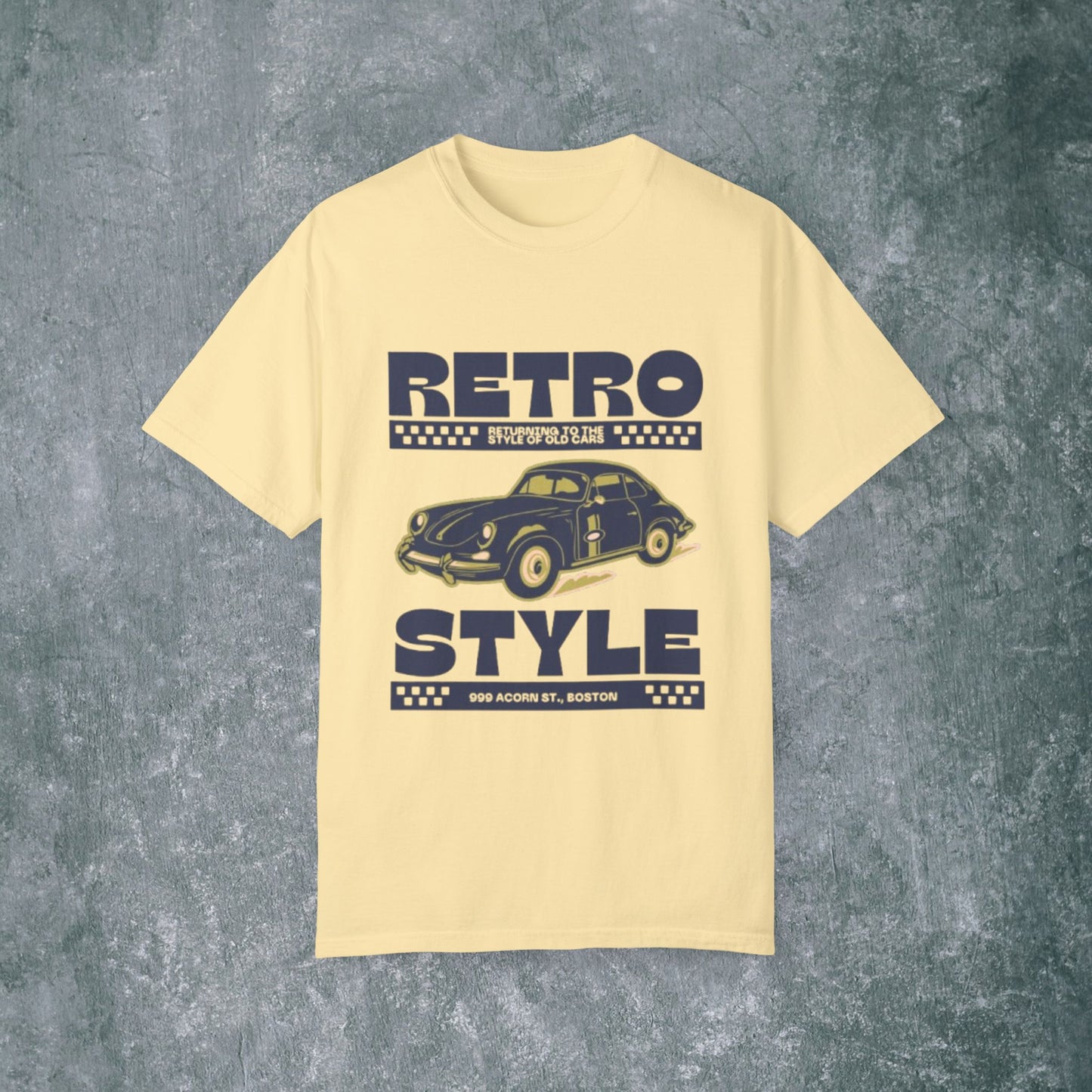 Retro Style Unisex Garment-Dyed T-Shirt - Vintage Car Design