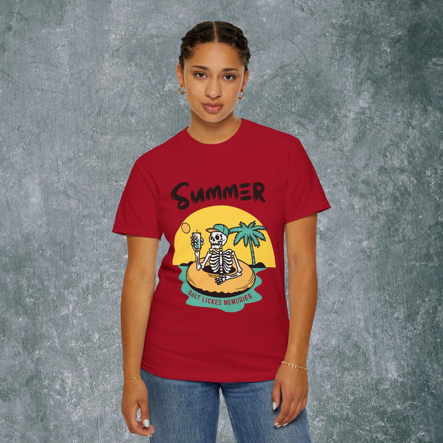 Vintage Summer Skeleton T-shirt - Salt Licked Memories - Unisex Garment-Dyed Tee