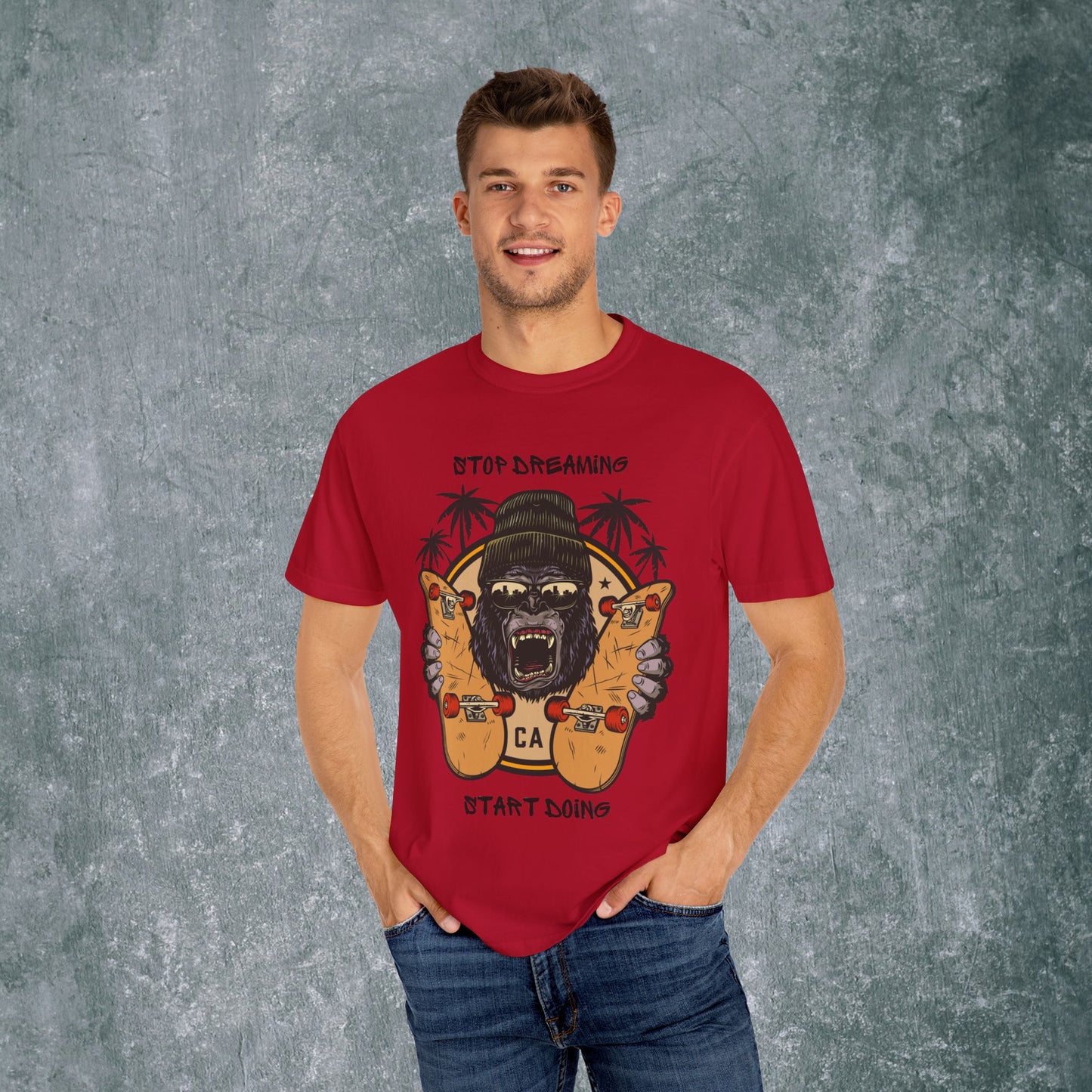 Unisex Garment-Dyed T-Shirt with Motivational Gorilla Design