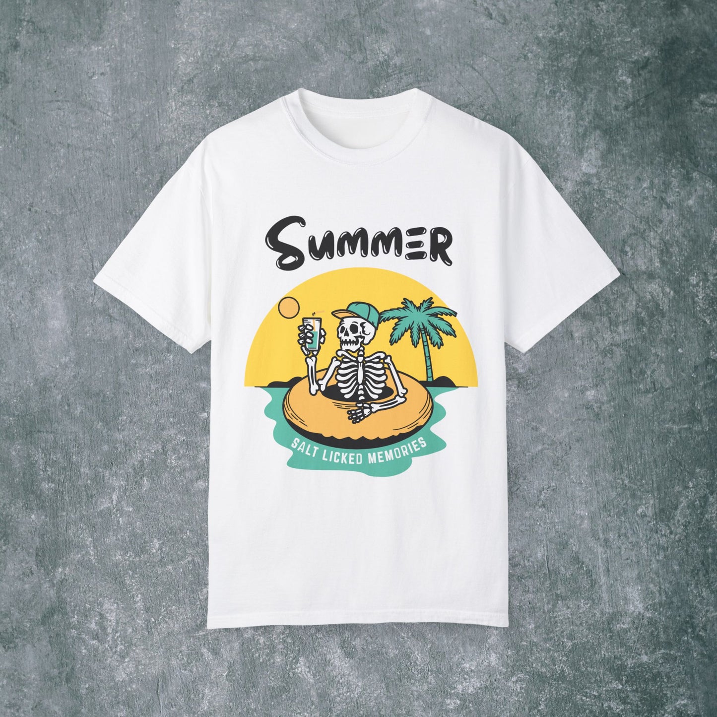Vintage Summer Skeleton T-shirt - Salt Licked Memories - Unisex Garment-Dyed Tee