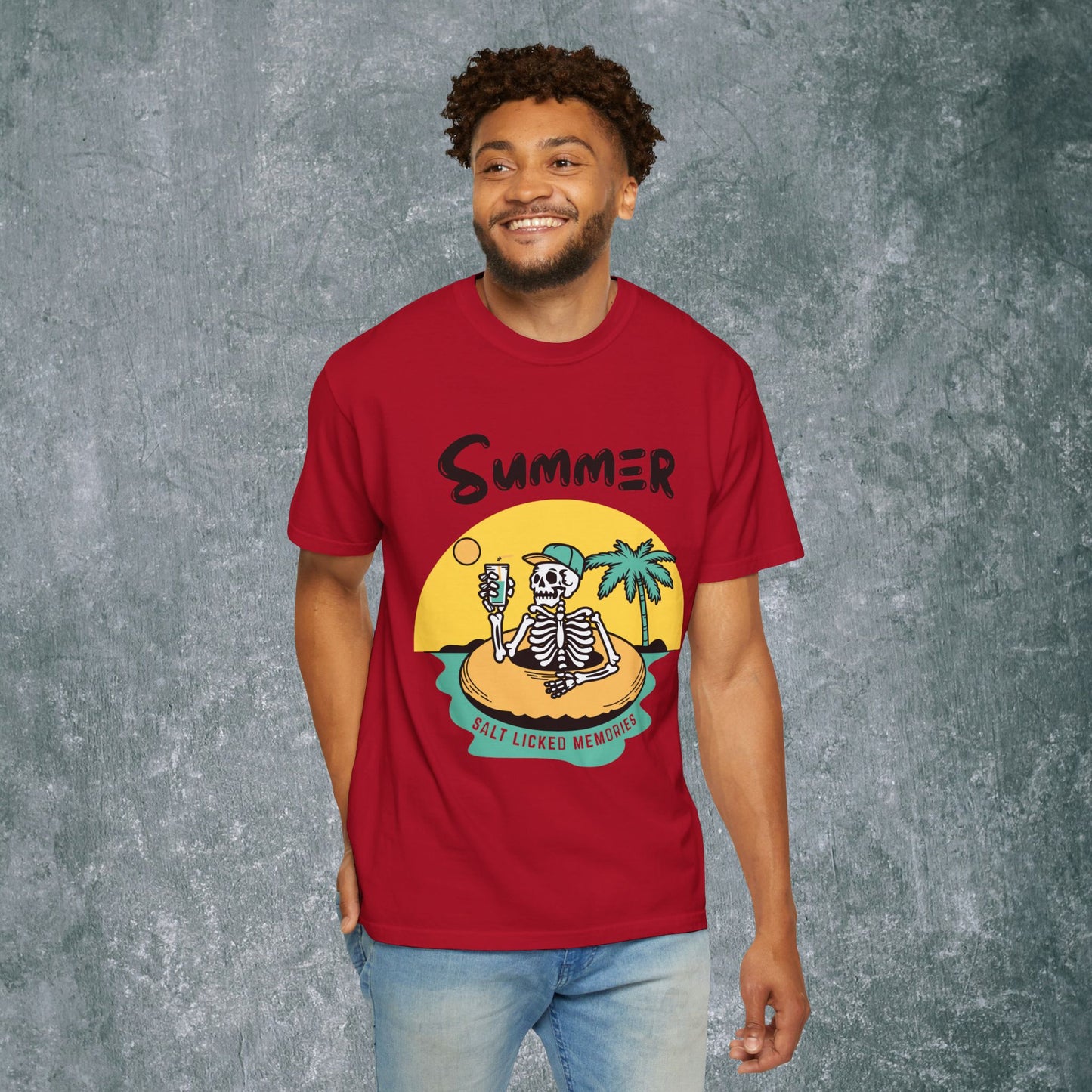 Vintage Summer Skeleton T-shirt - Salt Licked Memories - Unisex Garment-Dyed Tee