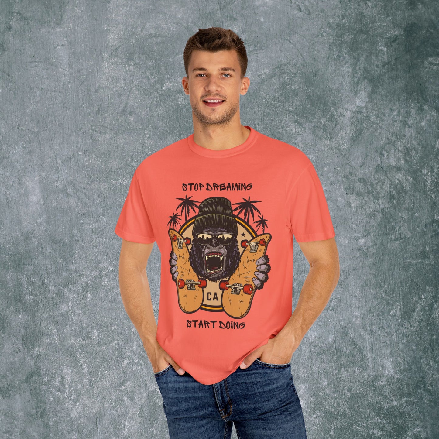 Unisex Garment-Dyed T-Shirt with Motivational Gorilla Design