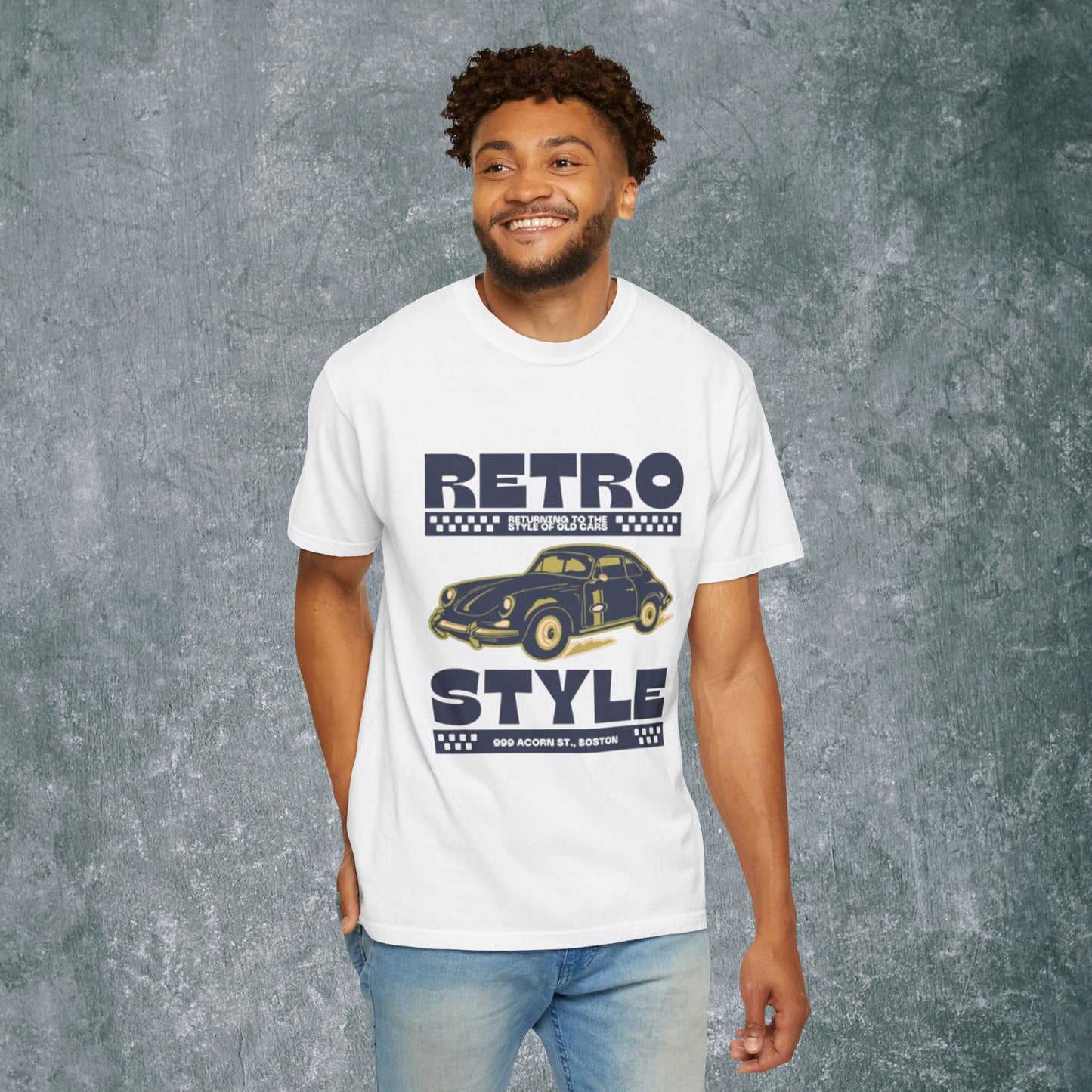 Retro Style Unisex Garment-Dyed T-Shirt - Vintage Car Design