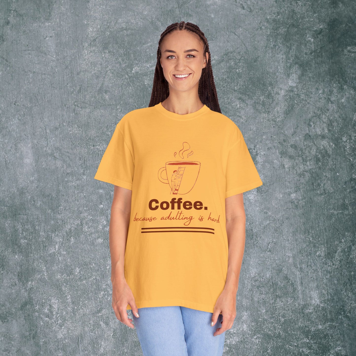 Coffee-Themed T-Shirt & quote || Coffee - Because Adulting is Hard