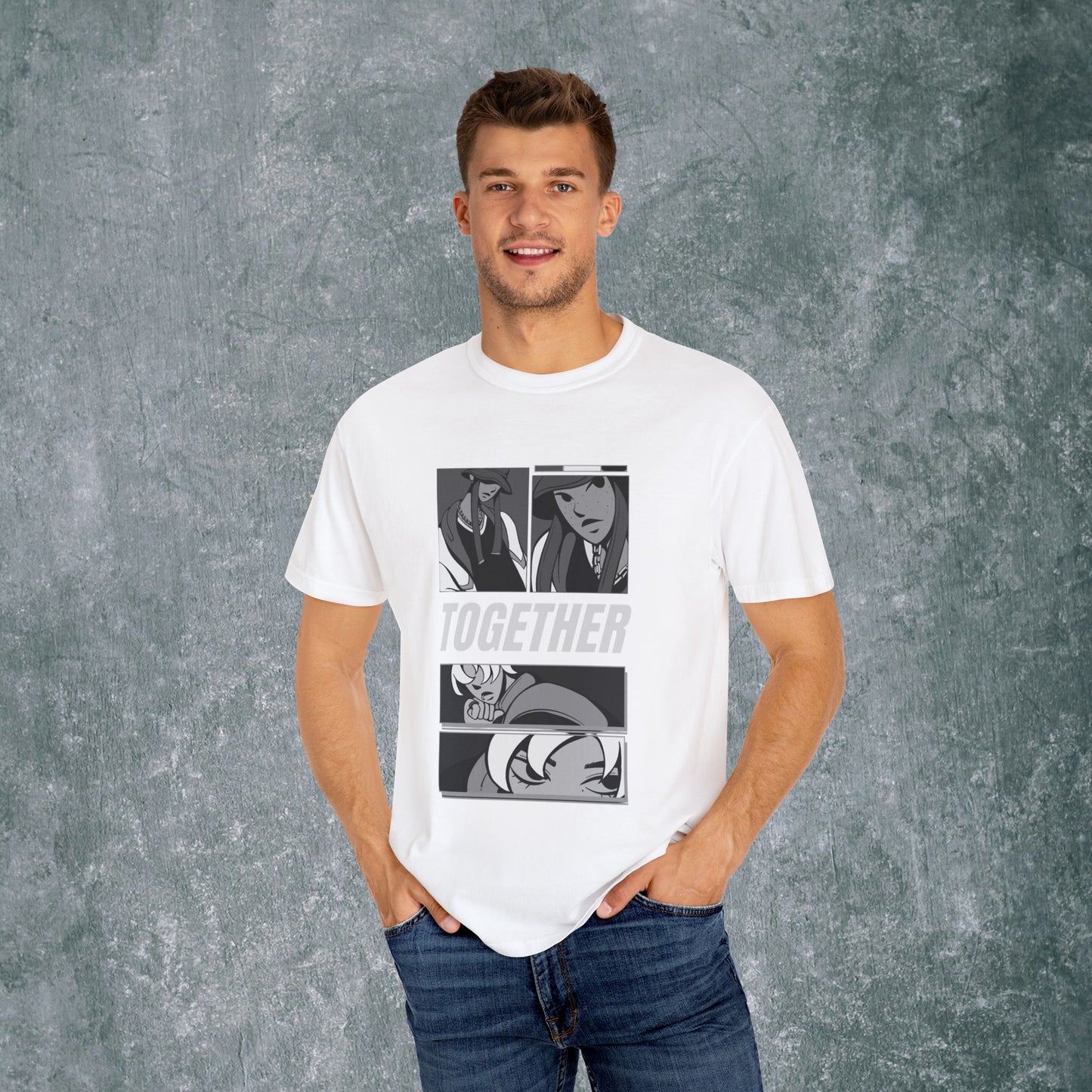 Together Unisex Garment-Dyed T-Shirt - Casual Graphic Tee for Friendship & Community