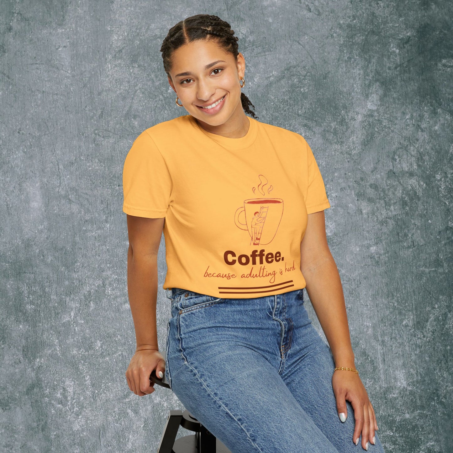 Coffee-Themed T-Shirt & quote || Coffee - Because Adulting is Hard