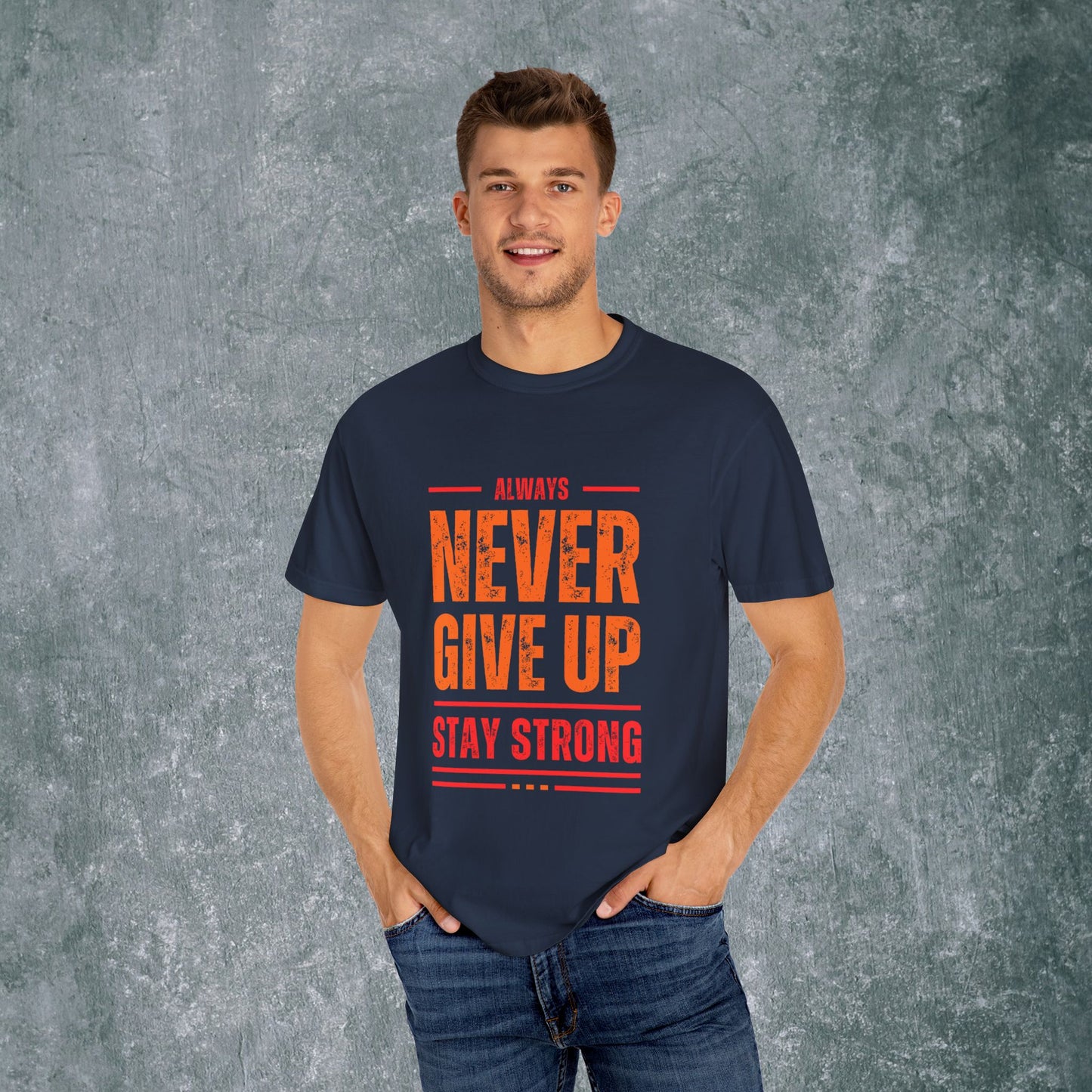 Garment-Dyed T-shirt with Bold Lines Design