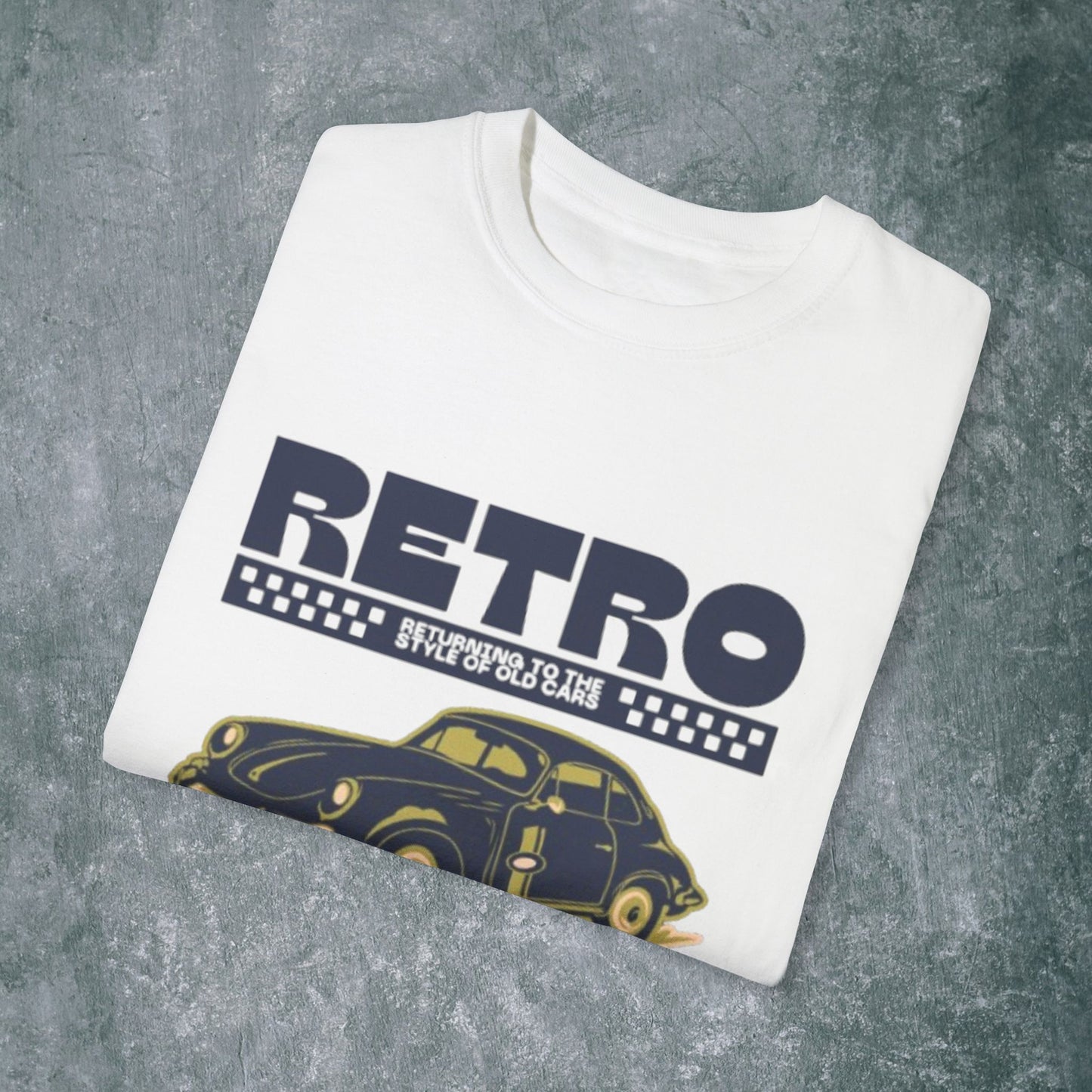 Retro Style Unisex Garment-Dyed T-Shirt - Vintage Car Design