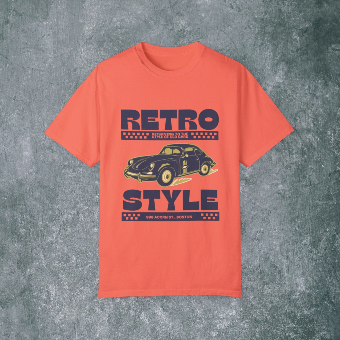 Retro Style Unisex Garment-Dyed T-Shirt - Vintage Car Design