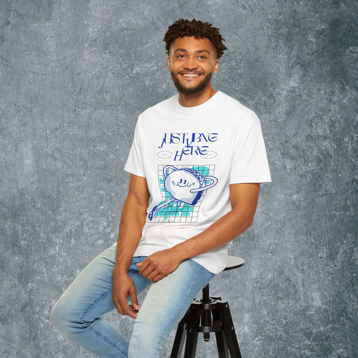 Playful Graphic Tee - 'Just Being Here' Unisex T-Shirt
