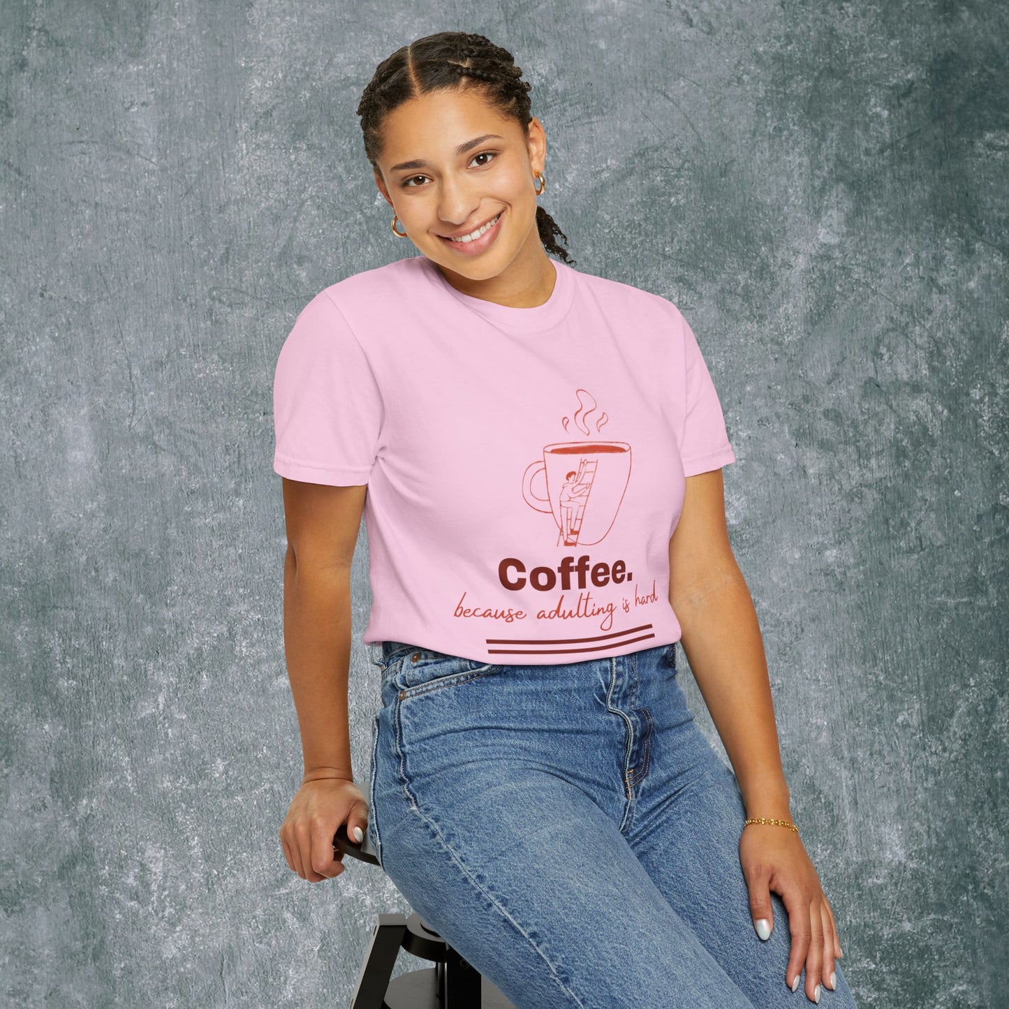 Coffee-Themed T-Shirt & quote || Coffee - Because Adulting is Hard