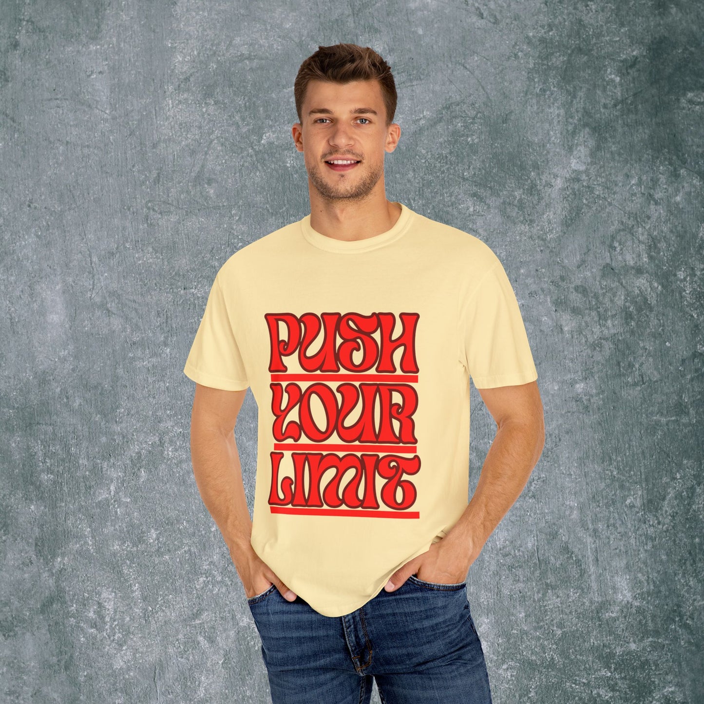 Motivational Unisex Garment-Dyed T-Shirt - 'Push Your Limit'