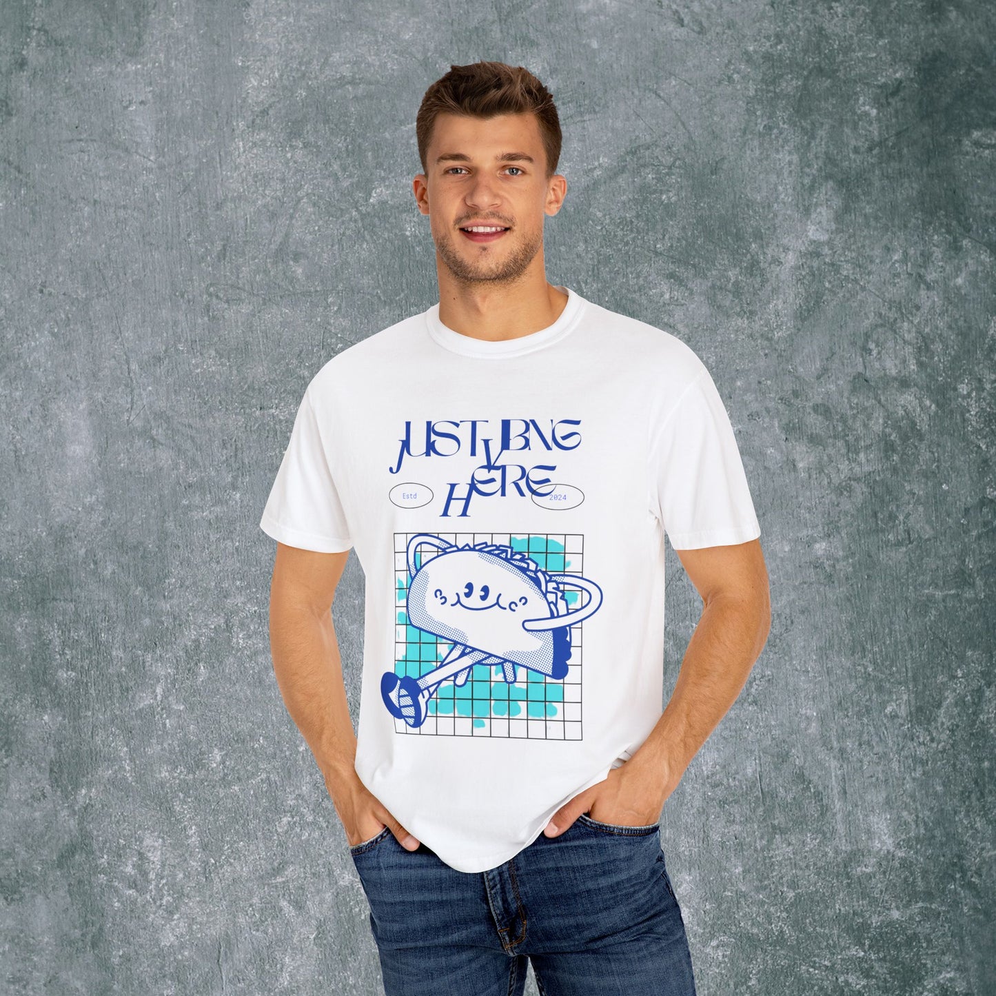 Playful Graphic Tee - 'Just Being Here' Unisex T-Shirt